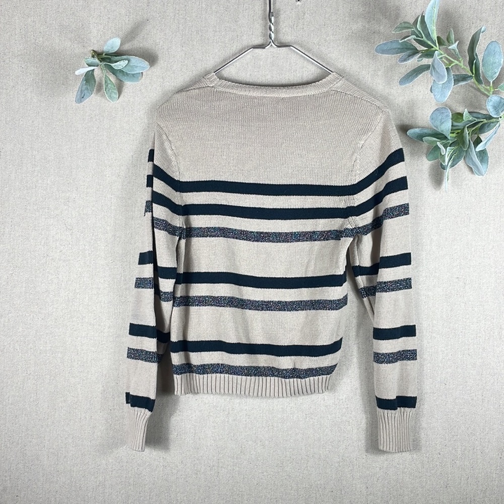Astars > Tan Striped Crew Neck Sweater Small - Picture 5 of 5